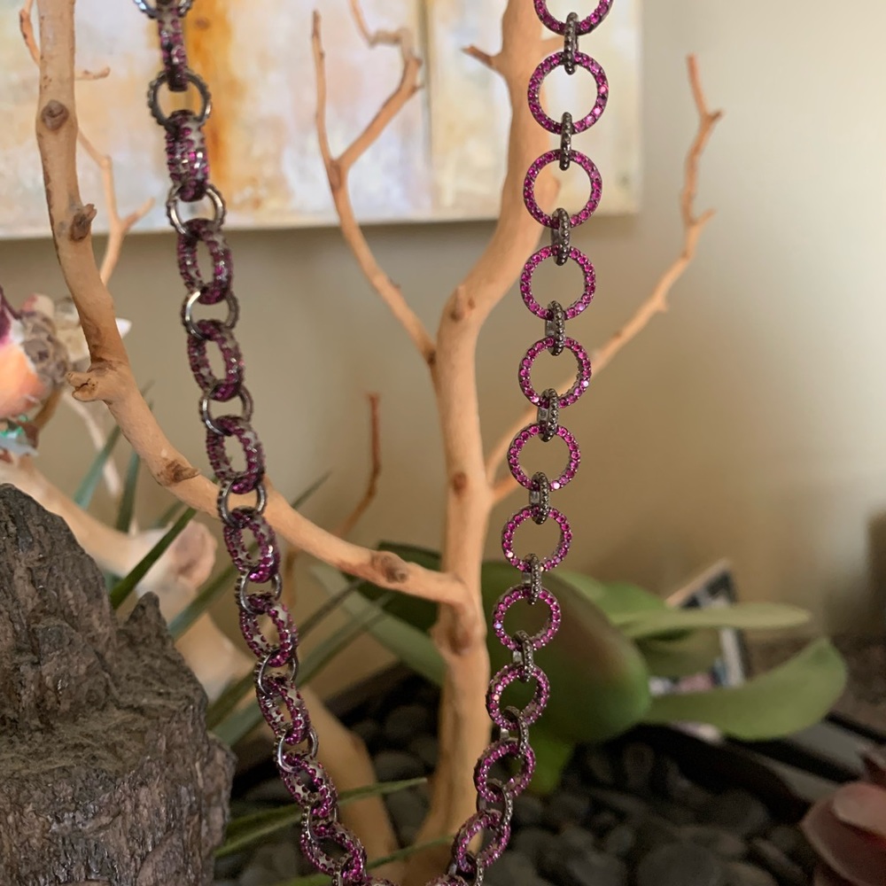 Pink tourmaline necklace in sterling